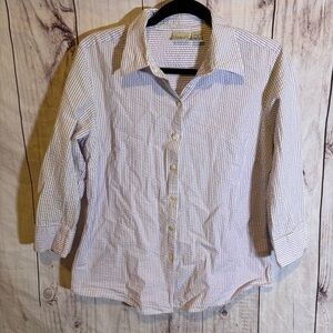 L.L. Bean Striped Purple and White Button-Up Women’s Polo Shirt Medium